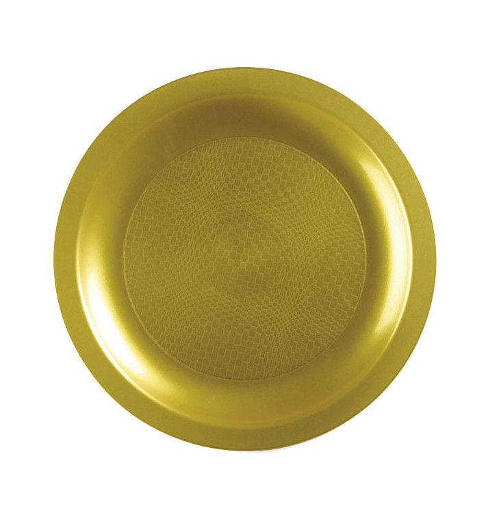 Plato Reutilizable PP Llano Oro Round Ø18,5cm (25 Uds) Plato Reutilizable PP Llano Oro Round Ø18,5cm (25 Uds)