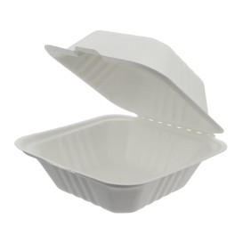 Envase Hamburguesa Caña Azúcar Blanco 152x153x77mm (125 Uds)