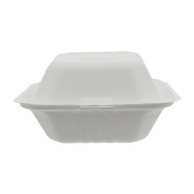 Envase Hamburguesa Caña Azúcar Blanco 152x153x77mm (125 Uds)