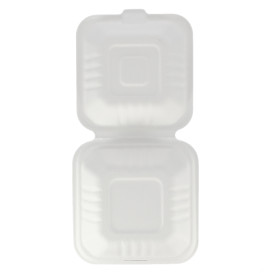 Envase Hamburguesa Caña Azúcar Blanco 152x153x77mm (125 Uds)