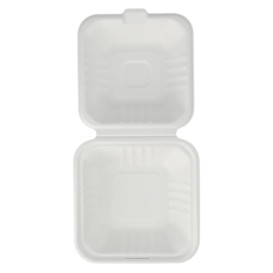 Envase Hamburguesa Caña Azúcar Blanco 152x153x77mm (125 Uds)