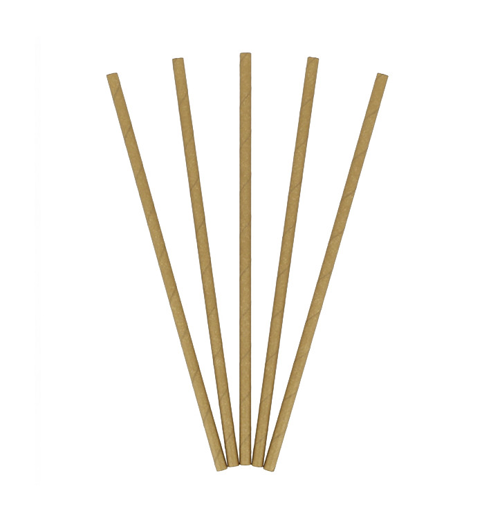 Pajita Recta de Papel Kraft Ø6mm 21cm (100 Uds) Pajita Recta de Papel Kraft Ø6mm 21cm (100 Uds)