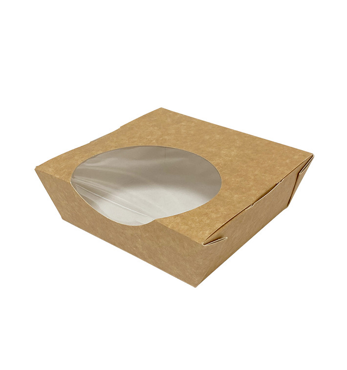 Ensaladera de Cartón Kraft con Ventana 500ml (250 Uds) Ensaladera de Cartón Kraft con Ventana 500ml (250 Uds)