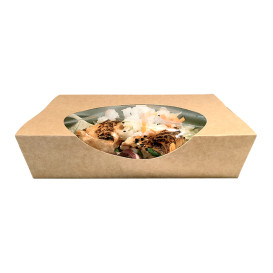 Ensaladera de Cartón Kraft con Ventana 750ml (250 Uds)
