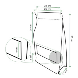 Bolsa StandUp Kraft Autocierre Zip y Ventana 25+10x35cm (50 Uds)