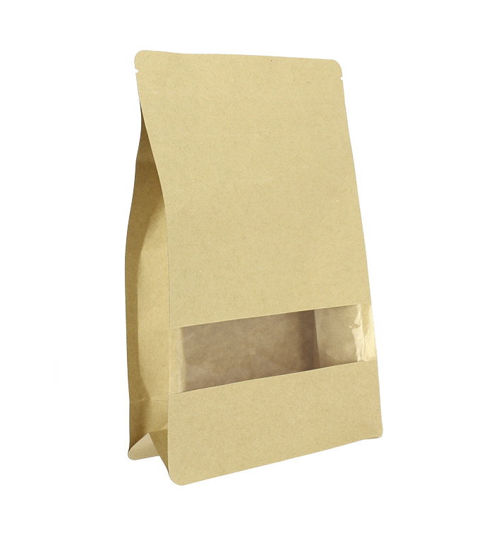 Bolsa StandUp Kraft Autocierre Zip y Ventana 16+8x26cm (50 Uds) Bolsa StandUp Kraft Autocierre Zip y Ventana 16+8x26cm (50 Uds)
