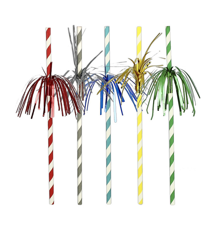 Pajita Recta Papel Surtido Palmeras Ø6mm 24cm (100 Uds) Pajita Recta Papel Surtido Palmeras Ø6mm 24cm (100 Uds)