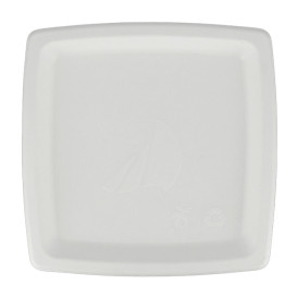 Plato Cuadrado Caña de Azucar Blanco 170mm (125 Uds)