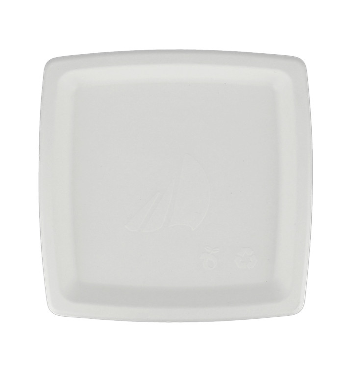 Plato Cuadrado Caña de Azucar Blanco 170mm (125 Uds)