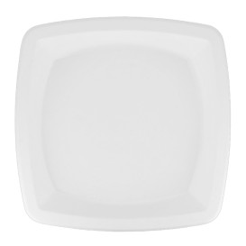 Plato Cuadrado Caña de Azucar Blanco 250mm (125 Uds)