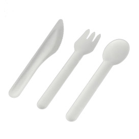 Tenedor de Caña de Azúcar Blanco 16cm (50 Uds)