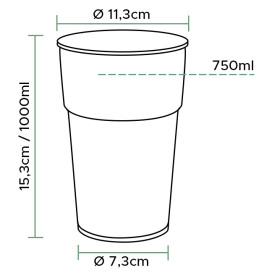 Vaso de Plástico PP Transparente 1000ml/1L (50 Uds)