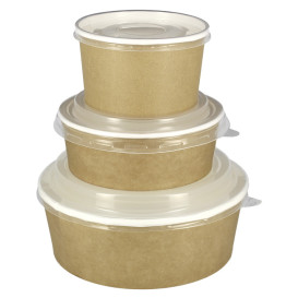 Tarrina de Cartón Kraft con Tapa PP 33Oz/1000ml (25 Uds)