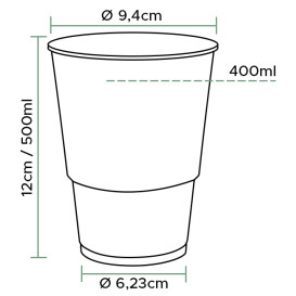 Vaso de Plástico PP Transparente 500ml Ø9,4cm (50 Uds)