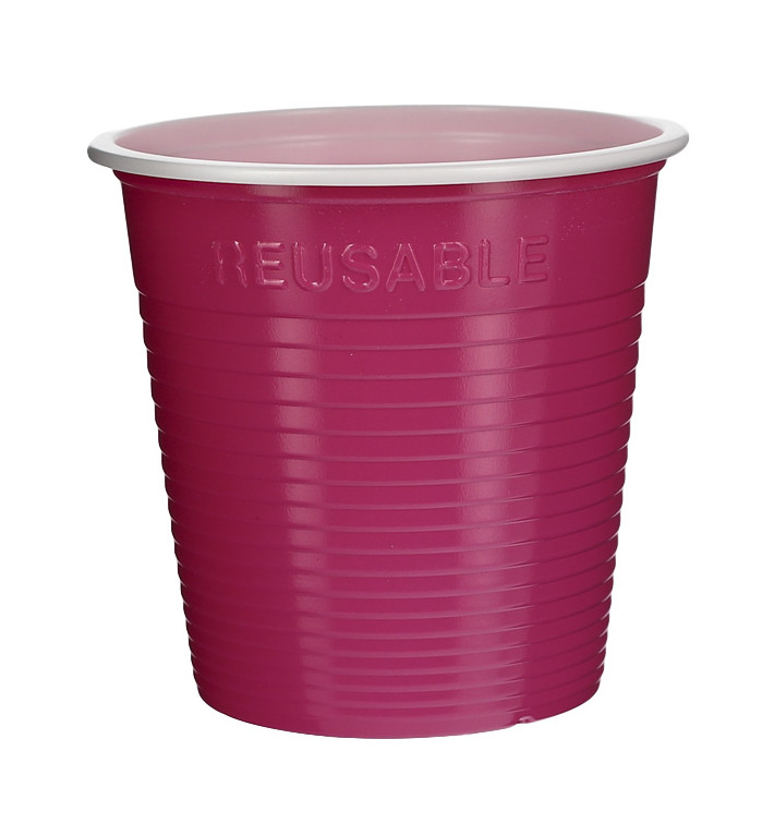 Vaso de Plástico PS Bicolor Fucsia 230 ml (30 Uds)