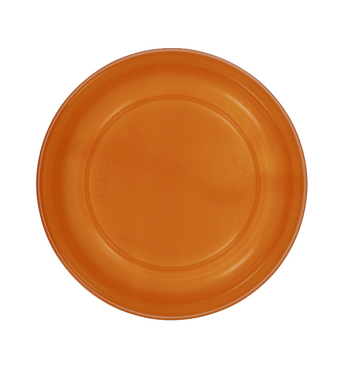 Plato Llano Reutilizable Económico PS Naranja Ø17cm (25 Uds) Plato Llano Reutilizable Económico PS Naranja Ø17cm (25 Uds)
