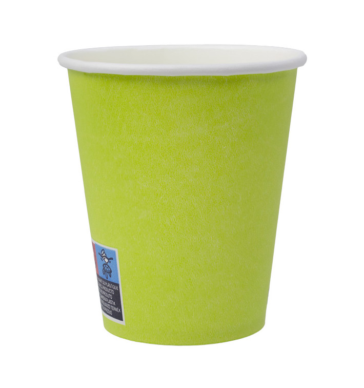 Vaso Cartón Plastic Free 9 Oz/250ml "Colores" Verde Ø8,0cm (20 Uds)