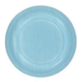 Plato Llano Reutilizable Económico PS Azul Claro Ø17cm (25 Uds)