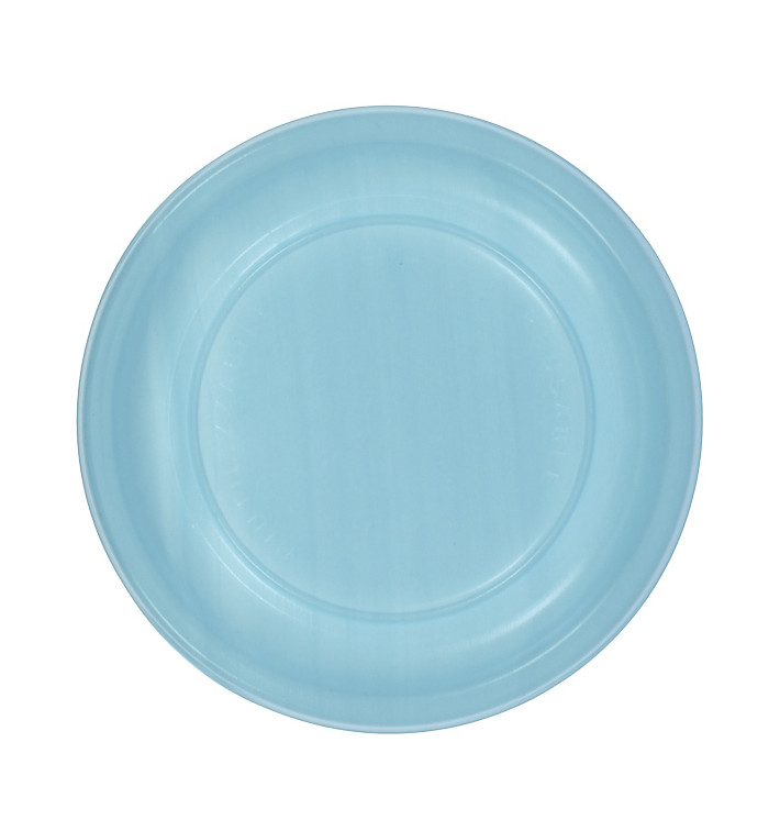 Plato Llano Reutilizable Económico PS Azul Claro Ø17cm (25 Uds) Plato Llano Reutilizable Económico PS Azul Claro Ø17cm (25 Uds)