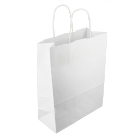 Bolsa Papel Kraft Blanca con Asas 100g/m² 25+11x31cm (25 Uds)
