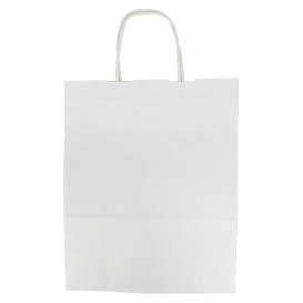 Bolsa Papel Kraft Blanca con Asas 100g/m² 25+11x31cm (25 Uds)