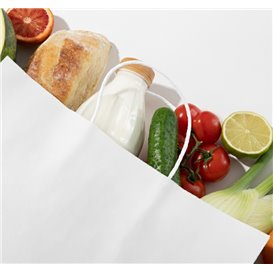 Bolsa Papel Kraft Blanca con Asas 100g/m² 44+15x46cm (25 Uds)