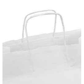 Bolsa Papel Kraft Blanca con Asas 100g/m² 35+15x30cm (25 Uds)