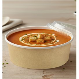 Tarrina de Cartón Kraft con Tapa PP 33Oz/1000ml (100 Uds)