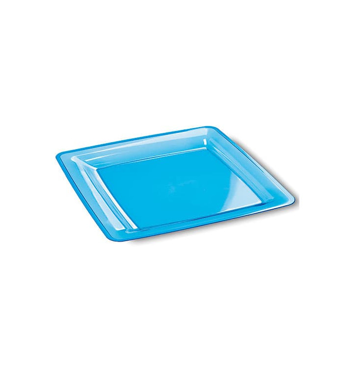 Plato Plastico Cuadrado Extra Rigido Turquesa 18x18cm Plato Plastico Cuadrado Extra Rigido Turquesa 18x18cm