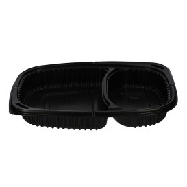 Envase Rectangular PP Negro 2C 1050ml 255x189x45mm (40 Uds)