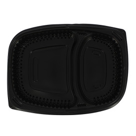 Envase Rectangular PP Negro 2C 1250ml 255x189x45mm (40 Uds)
