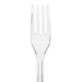 Tenedor de Plástico PS Reutilizable Transparente 18cm (20 Uds)