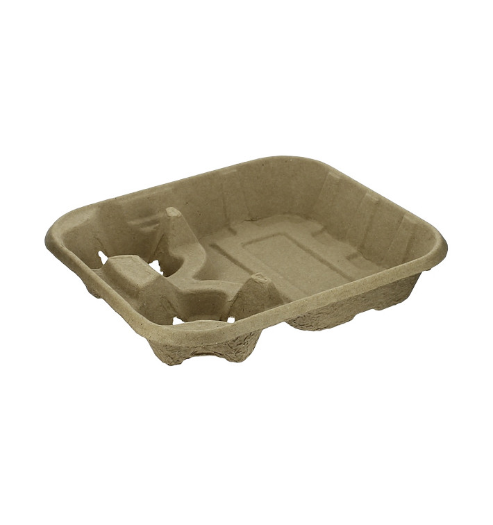 Portavasos de Cartón para 2 huecos con Bandeja (125 Uds) Portavasos de Cartón para 2 huecos con Bandeja (125 Uds)