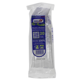 Tenedor Reutilizable PS “Diamant” Transparente 180mm (20 Uds)