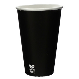 Vaso Cartón Plastic Free 12 Oz/360ml Negro Ø8,0cm (50 Uds)