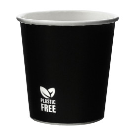 Vaso Cartón Plastic Free 4 Oz/120ml Negro Ø6,2cm (100 Uds)