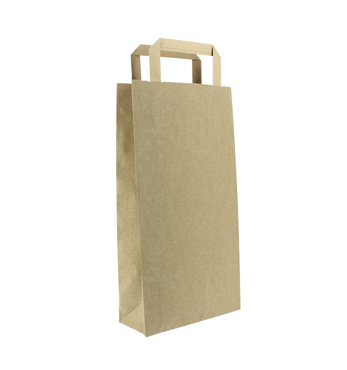 Bolsa Papel Kraft para Botellas Asa Plana 19+8x37cm (50 Uds) Bolsa Papel Kraft para Botellas Asa Plana 19+8x37cm (50 Uds)