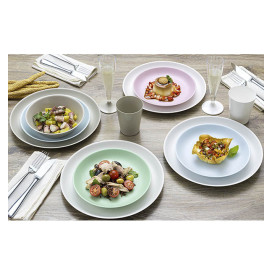 Plato Reutilizable Durable PP Mineral Gris Ø18cm (6 Uds)