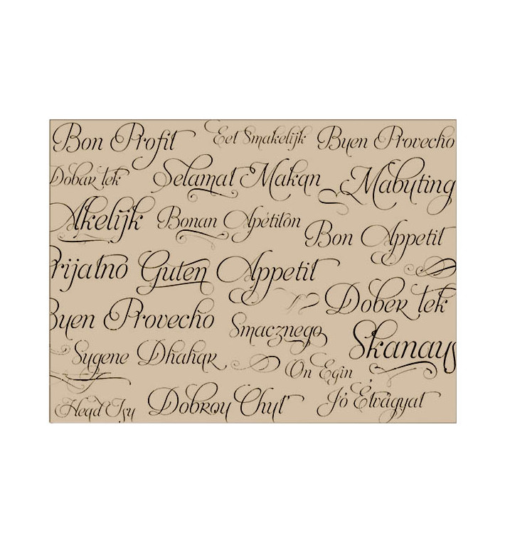 Mantel Papel Cortado 1x1m Kraft "Buen Provecho" 40g (400 Uds)