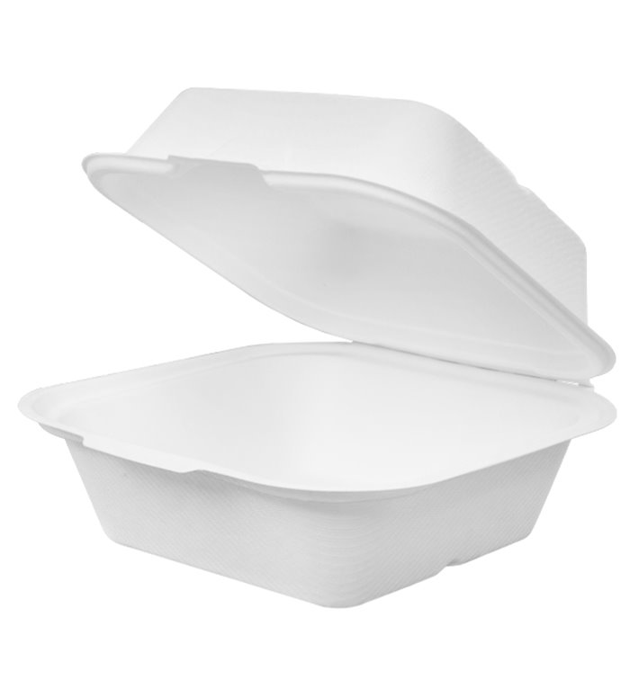 Envase Hamburguesa Caña Azúcar Blanco 150x150x80mm (50 Uds) Envase Hamburguesa Caña Azúcar Blanco 150x150x80mm (50 Uds)