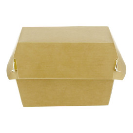Caja Hamburguesa en Cartón Kraft Doble Cierre 11x11x7,5cm (50 Uds)