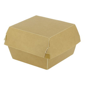 Caja Hamburguesa en Cartón Kraft Doble Cierre 11x11x7,5cm (50 Uds)