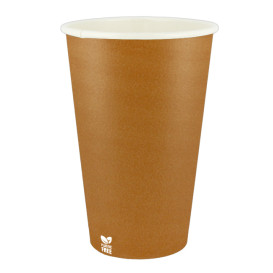 Vaso Cartón Plastic Free 16 Oz/480ml "Caramelo" Ø9,0cm (50 Uds)