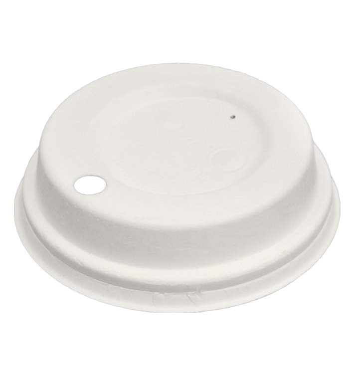 Tapa Travel con Agujero Fibra Moldeada Blanca Ø8cm (60 Uds) Tapa Travel con Agujero Fibra Moldeada Blanca Ø8cm (60 Uds)