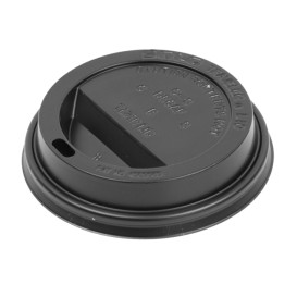 Tapa Travel con Agujero PS para Vaso Cartón Negra Ø8,4cm (100 Uds)