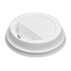 Tapa Travel con Agujero PS para Vaso Cartón Blanca Ø8,4cm (100 Uds)