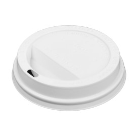 Tapa Travel con Agujero PS para Vaso Cartón Blanca Ø8,9cm (100 Uds)