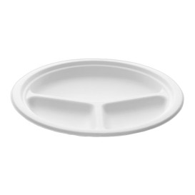 Plato Caña de Azucar 3C Blanco Ø260mm (50 Uds)