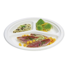 Plato Caña de Azucar 3C Blanco Ø260mm (50 Uds)