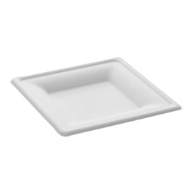 Plato Cuadrado Caña de Azucar Blanco 150x150mm (1000 Uds)